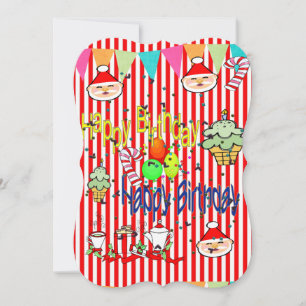 Frohe Weihnachts Flat Grußkarte Glücklich Geburtst Karte