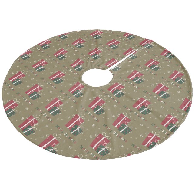 Frohe Weihnachts-Fleece-Baumrock Fleece Weihnachtsbaumdecke (Schrägansicht)