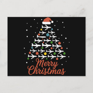 Frohe Weihnachts-Flugzeug Tree Urlaub Feiertagspostkarte