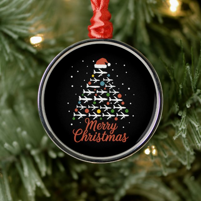 Frohe Weihnachts-Flugzeug Tree Urlaub Ornament Aus Metall (Baum)