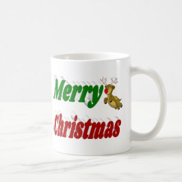 Frohe Weihnachts-Flying Rentier-Halbtypografie Kaffeetasse