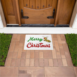 Frohe Weihnachts-Flying Rentier Rot-Grün-Skript Fußmatte