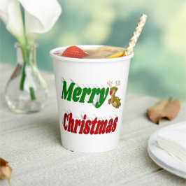 Frohe Weihnachts-Flying Rentier-Typografie Pappbecher
