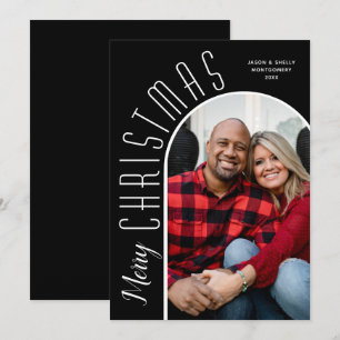 Frohe Weihnachts-Foto auf Black Feiertagskarte