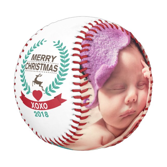 Frohe Weihnachts-Foto Baseball (Schrägansicht)