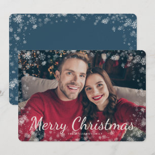 Frohe Weihnachts-Foto Blau Feiertags-Karte