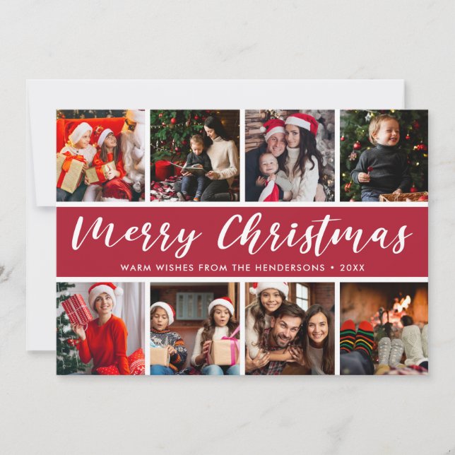 Frohe Weihnachts Foto Collage Calligraphie Feiertagskarte (Vorderseite)