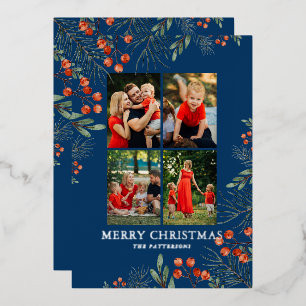 Frohe Weihnachts Foto Collage Wasserfarbe Blütenfa Folien Feiertagskarte