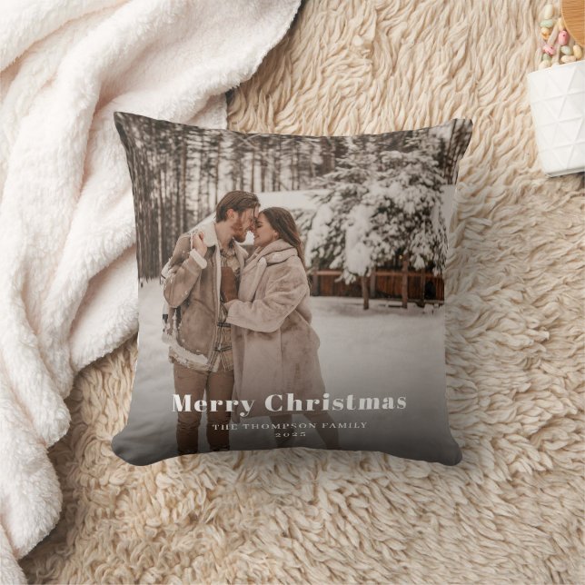 Frohe Weihnachts-Foto Dark Dusky Kissen (Decke)