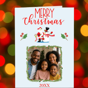 Frohe Weihnachts-Foto Familie Snowman Urlaub Karte