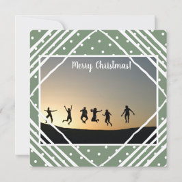 Frohe Weihnachts-Foto Familienname Sage Green Feiertagskarte
