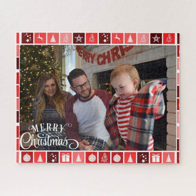Frohe Weihnachts-Foto Geschenk Jigsaw Puzzle Vorla (Horizontal)