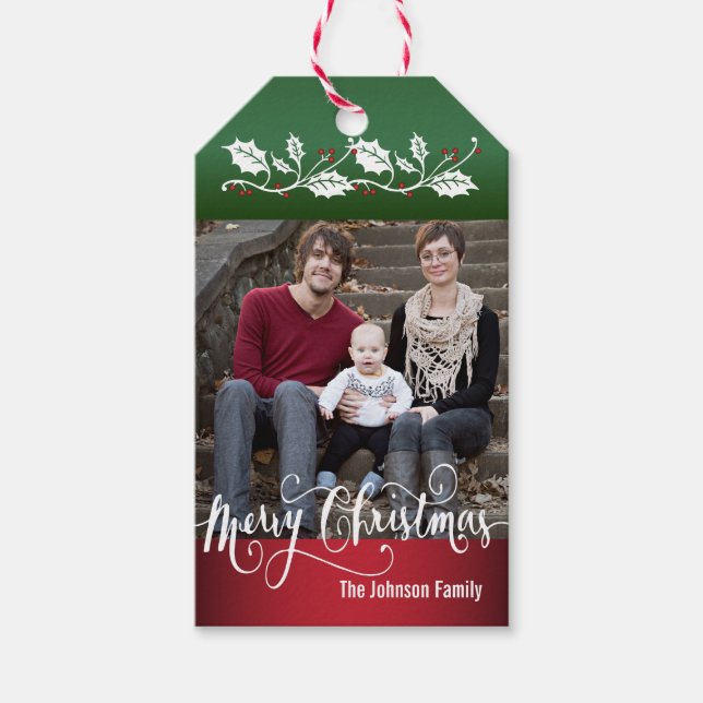 Frohe Weihnachts-Foto Geschenkanhänger (Vorderseite)