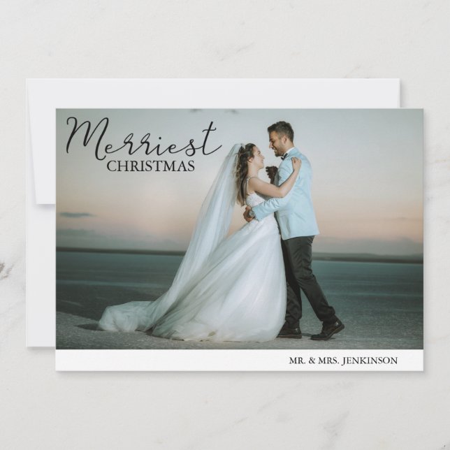 Frohe Weihnachts-Foto Hochzeit Feiertagskarte (Vorderseite)