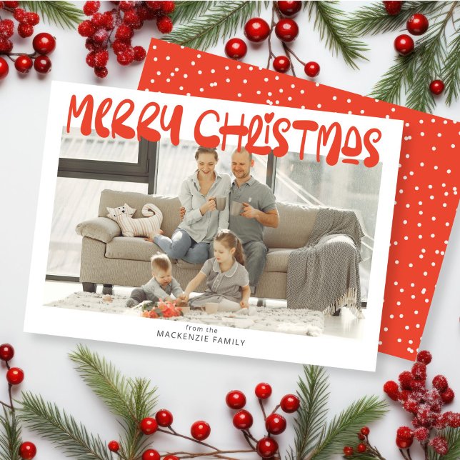 Frohe Weihnachts-Foto Personalisiert Feiertagskarte (Merry Christmas Photo Personalized Holiday Card by Ricaso. Fun bold and colorful holiday cards)