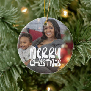 Frohe Weihnachts-Foto Personalisiert Keramik Ornament