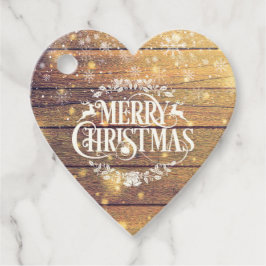 Frohe Weihnachts-Foto Rustikale Holzschneeflocken Geschenkanhänger
