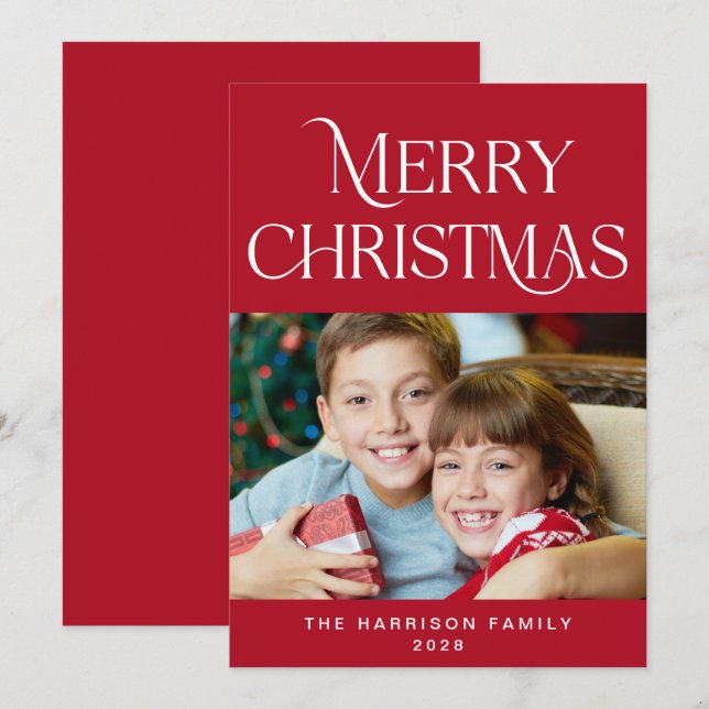 Frohe Weihnachts-Foto Script-Weihnachtskarte (Vorne/Hinten)