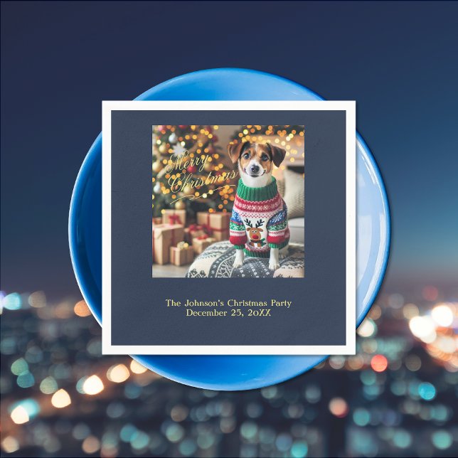 Frohe Weihnachts-Foto Serviette (Merry Christmas Photo Napkin)