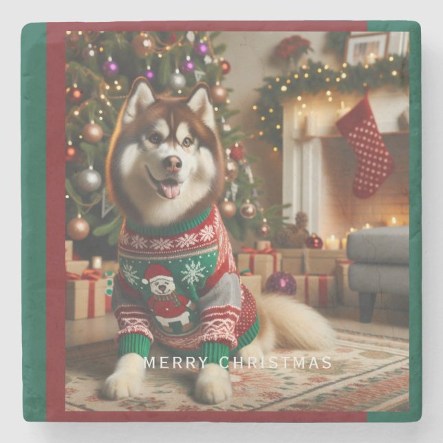 Frohe Weihnachts-Foto Stone Untersetzer (Vorderseite)