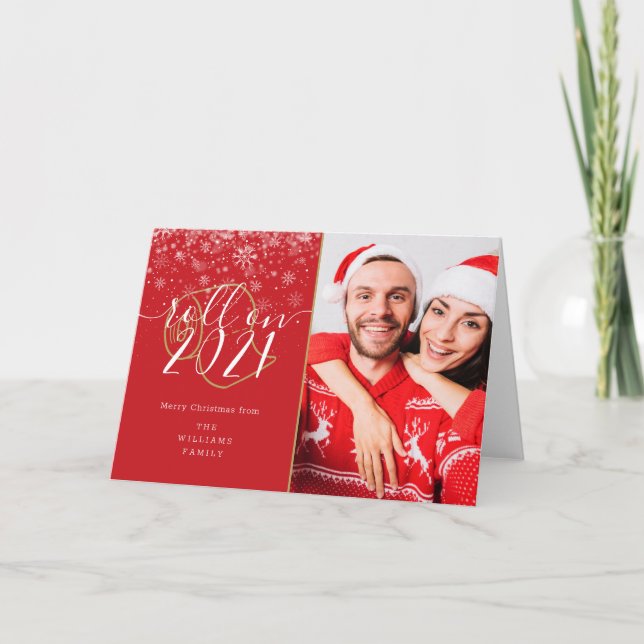 Frohe Weihnachts-Foto über Neujahrsspass Feiertagskarte (Vorderseite)