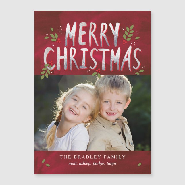 Frohe Weihnachts-Foto Urlaub Thin Magnetic Card Magnetkarte (Vorderseite)