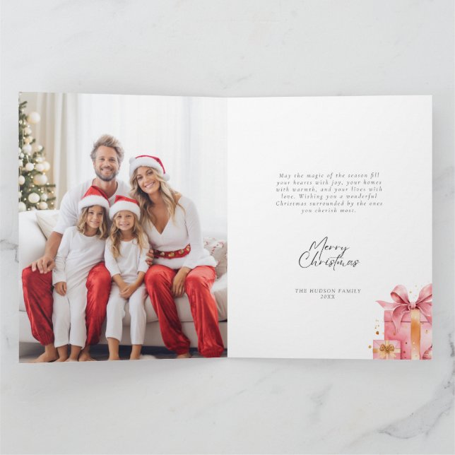 Frohe Weihnachts Foto Watercolor Geschenk Karte (Innenseite)