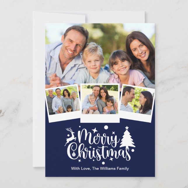 Frohe Weihnachts-Foto Weihnachten Navy Blue White (Vorderseite)
