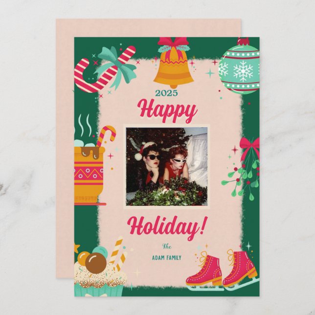 Frohe Weihnachts-Foto-Weihnachtskarten Feiertagskarte (Vorne/Hinten)