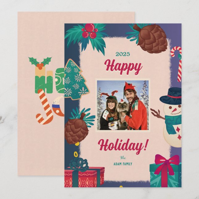 Frohe Weihnachts-Foto-Weihnachtskarten Feiertagskarte (Vorne/Hinten)