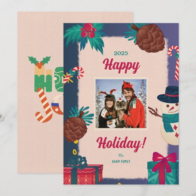 Frohe Weihnachts-Foto-Weihnachtskarten Feiertagskarte (Vorne/Hinten)