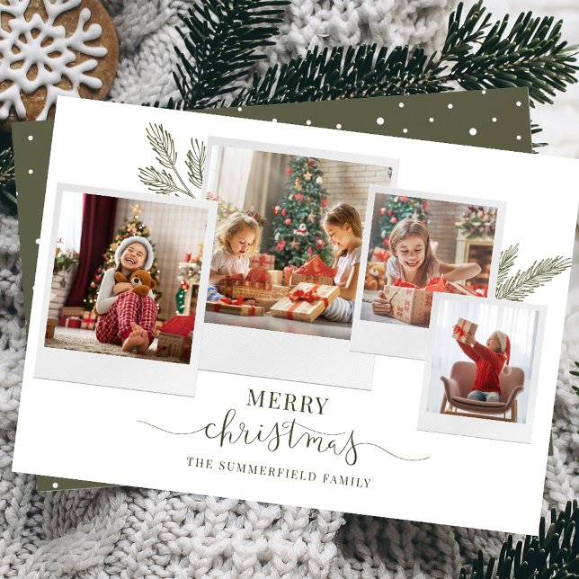 Frohe Weihnachts-FotoCollage Feiertagskarte (Christmas Family Photo Collage Greetings Card)