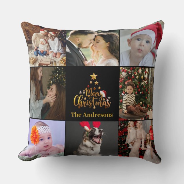 Frohe Weihnachts-FotoCollage Kissen (Vorderseite)