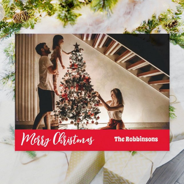 Frohe Weihnachts-Fotovorlage Gruß Urlaub Postkarte (Merry Christmas Photo template Greeting Holiday Postcard)