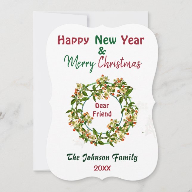 Frohe Weihnachts Friend Green Watercolor Wreath (Vorderseite)