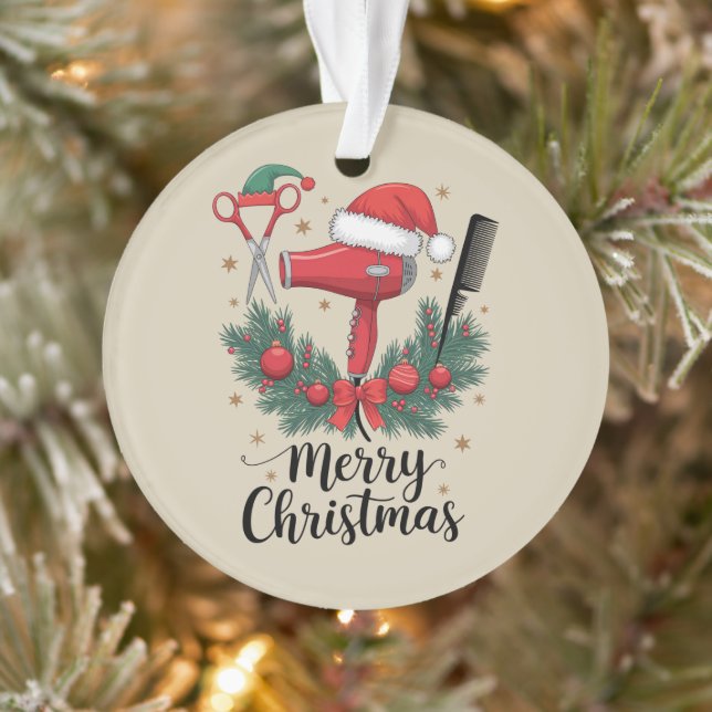 Frohe Weihnachts-Friseur Weihnachten Friseur Xmas  Ornament (Baum)