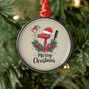 Frohe Weihnachts-Friseur Weihnachten Friseur Xmas  Ornament Aus Metall