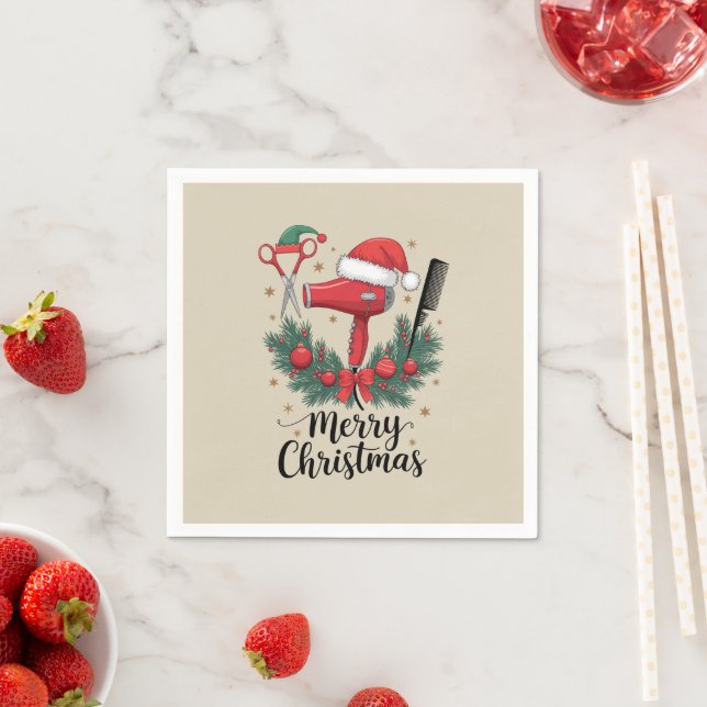 Frohe Weihnachts-Friseur Weihnachten Friseur Xmas  Serviette (Beispiel)