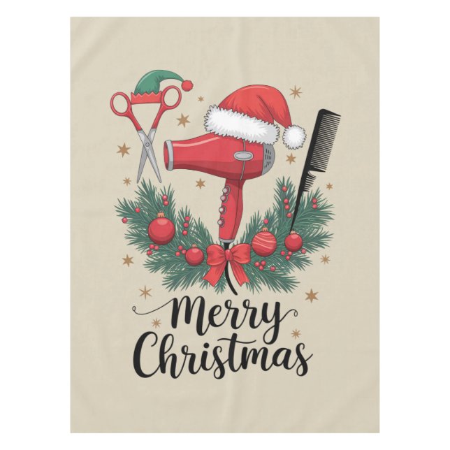 Frohe Weihnachts-Friseur Weihnachten Friseur Xmas  Tischdecke (Vorderseite)