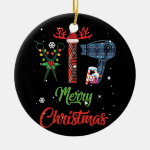 Frohe Weihnachts-Friseursalon Funny Tool Friseur Keramik Ornament
