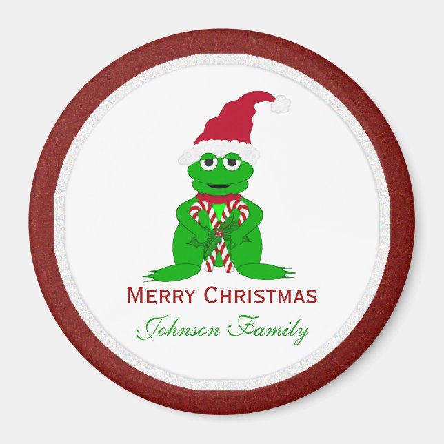 Frohe Weihnachts Frog Magnet (Vorne)