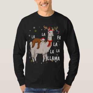 Frohe Weihnachts Funny Sloth Riding Llama Reindeer T-Shirt
