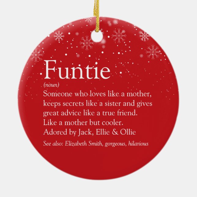 Frohe Weihnachts Funtie Tante Tante Tante Definiti Keramik Ornament (Hinten)
