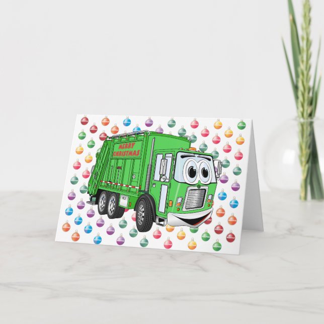 Frohe Weihnachts-Garbage Truck Feiertagskarte (Vorderseite)