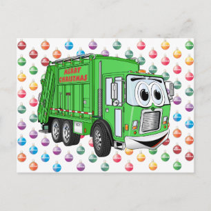 Frohe Weihnachts-Garbage Truck Feiertagspostkarte