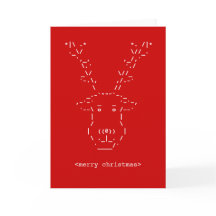 Frohe Weihnachts Geek Reindeer ASCII Art Card