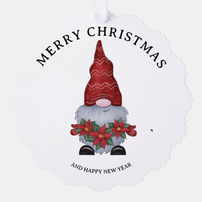 Frohe Weihnachts-Genom mit Glitzer Poinsettia Ornament Karte (Vorderseite)