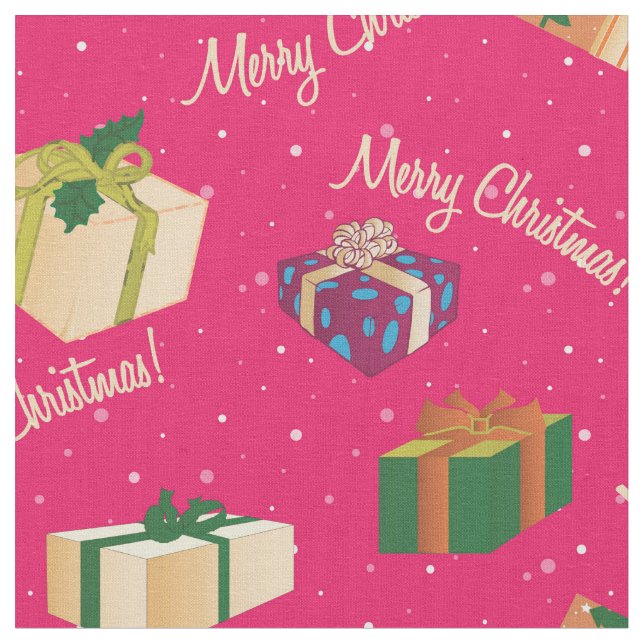 Frohe Weihnachts-Geschenkboxen Stoff (Nahaufnahme)