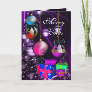 Frohe Weihnachts-Geschenkboxen Weihnachtskugeln Feiertagskarte