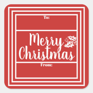 Frohe Weihnachts-Geschenksticker   Farbe auswählen Quadratischer Aufkleber